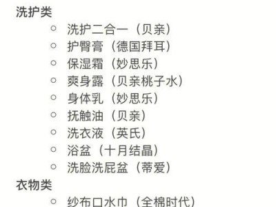 准妈妈必备！完整分娩待产包清单及使用指南（为您和宝宝的安全而来，用心准备分娩待产包）